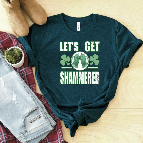 Let's Get Shammered Shirt, St Patrick's Day Shirt, Happy St Patrick's Day Shirt - Picture 1 of 2